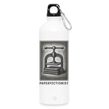 Paper Perfectionist | Bookbinding, Book Press - Water Bottle with carabiner 750 ml - white - Front