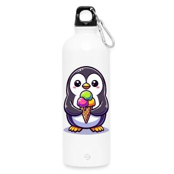 Adorable Penguin Colourful  - Water Bottle with carabiner 750 ml - white - Front