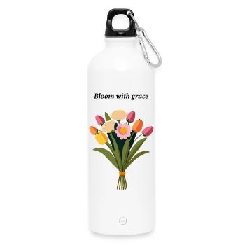 Spring bouquet of tulips and roses - Water Bottle with carabiner 750 ml - white - Front
