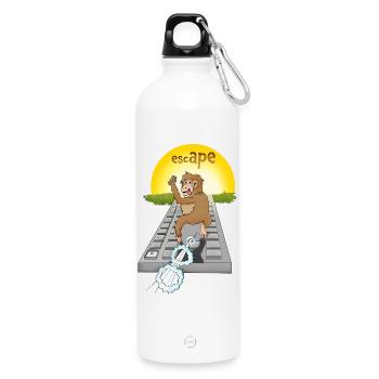 Humorvolles Affen-Design mit Tastatur - Trinkflasche mit Karabiner 750 ml - Weiß - Vorne