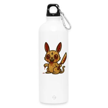 Lapin Sanglant Illustration - Gourde en inox avec mousqueton 750 ml - blanc - Devant
