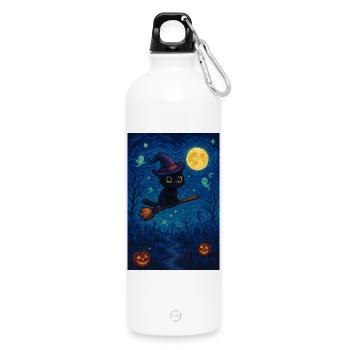 Halloween süße pixel Katze - Trinkflasche mit Karabiner 750 ml - Weiß - Vorne