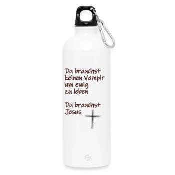 Ermutigende Jesus-Vampir-Botschaft - Trinkflasche mit Karabiner 750 ml - Weiß - Vorne