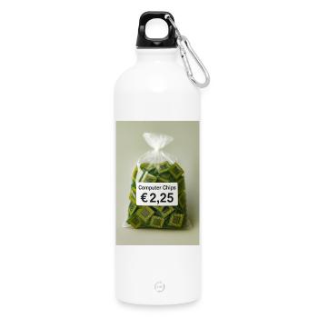 Computer chips price label - Water Bottle with carabiner 750 ml - white - Front