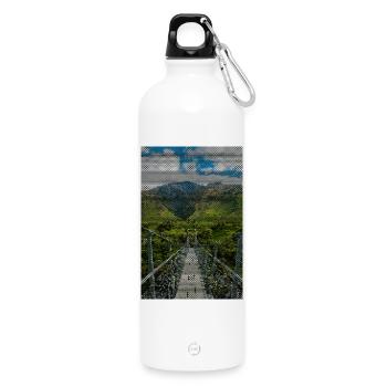 Chemin quadrillé dans le panorama du vignoble - Gourde en inox avec mousqueton 750 ml - blanc - Devant