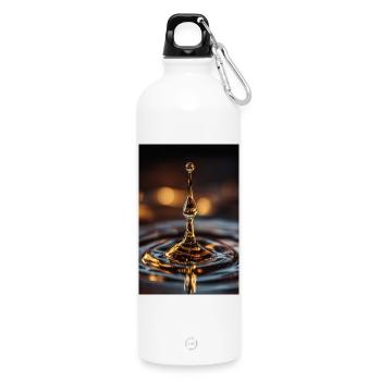 Golden Water Drop Splash - Water Bottle with carabiner 750 ml - white - Front