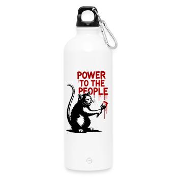GraffitiKatze Rote Botschaft - Trinkflasche mit Karabiner 750 ml - Weiß - Vorne