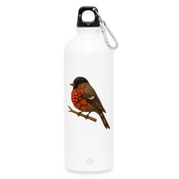 Illustration de bouvreuil dans le design de la nature (Bouvreuil) - Gourde en inox avec mousqueton 750 ml - blanc - Devant