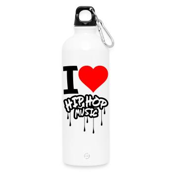 I Love Hip Hop Music - Water Bottle with carabiner 750 ml - white - Front