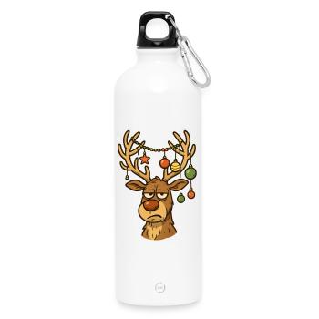 Christmas Deer with Ornaments - Water Bottle with carabiner 750 ml - white - Front