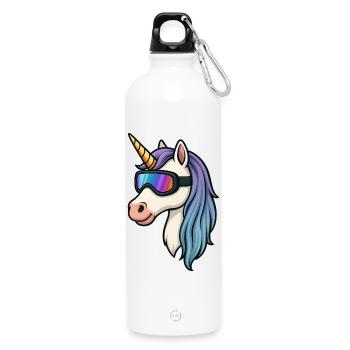 Licorne avec des lunettes de ski cool - Gourde en inox avec mousqueton 750 ml - blanc - Devant