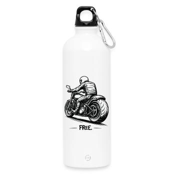Motorradfahrer Rückansicht Chopper Rider - Trinkflasche mit Karabiner 750 ml - Weiß - Vorne