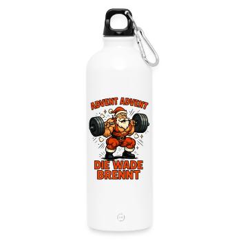 Advent Advent die Wade brennt - Trinkflasche mit Karabiner 750 ml - Weiß - Vorne