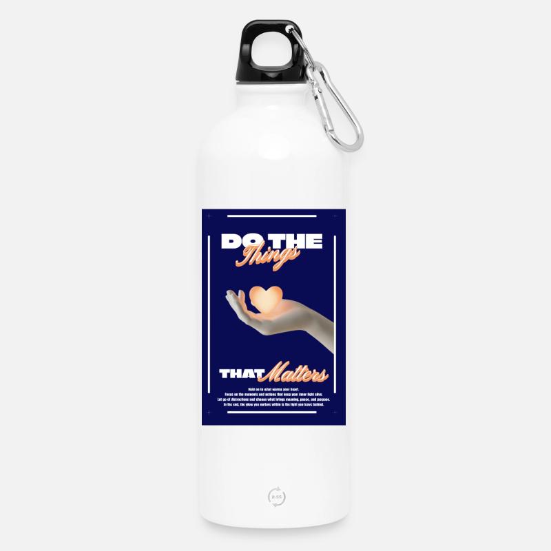 Faites ce qui compte - Gourde en inox avec mousqueton 750 ml - blanc