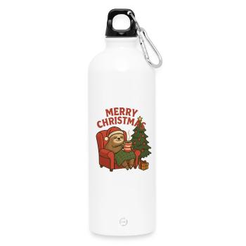 Gemütliches Weihnachtsfauli im Sessel - Trinkflasche mit Karabiner 750 ml - Weiß - Vorne