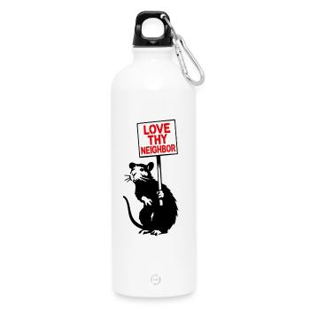 Liebe Deinen Nächsten Retro-Schrift - Trinkflasche mit Karabiner 750 ml - Weiß - Vorne