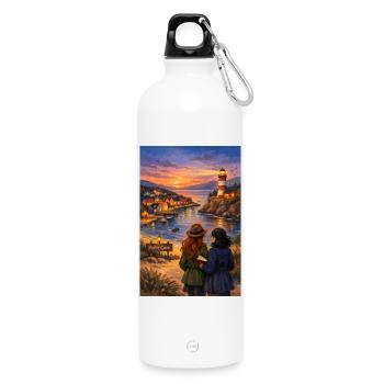 Brise am Poppy Cove Leuchtturm - Trinkflasche mit Karabiner 750 ml - Weiß - Vorne