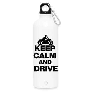 RESTE CALME ET CONDUIS ! MOTARD MOTARD LIBERTÉ blak - Gourde en inox avec mousqueton 750 ml - blanc - Devant