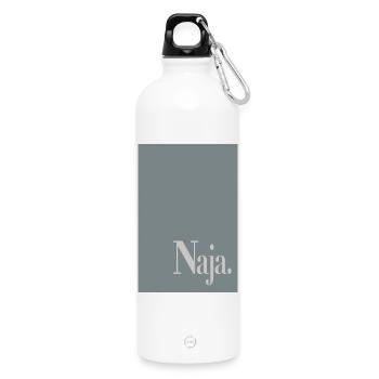 Typography Poster Well. - Water Bottle with carabiner 750 ml - white - Front