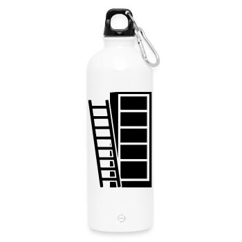 Bookshelf Head Library - Water Bottle with carabiner 750 ml - white - Front