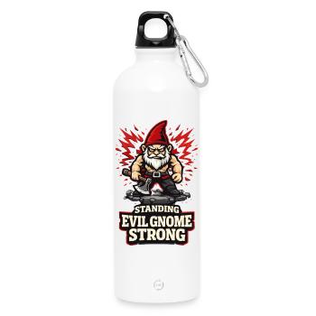 Evil Gnome, Dark Gnome, Goth Gnome, Funny Gnome - Water Bottle with carabiner 750 ml - white - Front