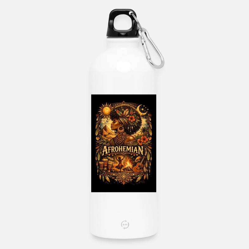 Afrohemian Fire Ritual - Water Bottle with carabiner 750 ml - white