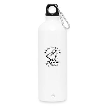 Embleme Circulaire Plume Stylisee - Gourde en inox avec mousqueton 750 ml - blanc - Devant