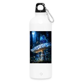 Bioluminescent Forest Butterfly - Water Bottle with carabiner 750 ml - white - Front