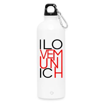 I love Munich - Ich liebe München - Water Bottle with carabiner 750 ml - white - Front