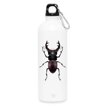 prächtiger Hirschkäfer von Hand gezeichnet - Trinkflasche mit Karabiner 750 ml - Weiß - Vorne