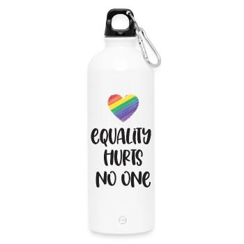 Mois de la fierté LGBT - L’égalité ne fait de mal à personne - Gourde en inox avec mousqueton 750 ml - blanc - Devant
