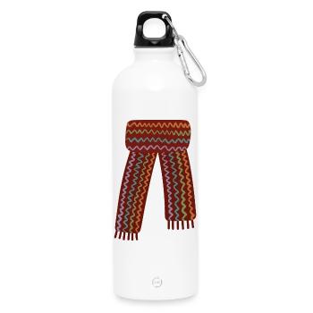 Colorful Zigzag Patterned Scarf - Water Bottle with carabiner 750 ml - white - Front
