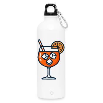 Orange Spritz Glas mit Eis - Trinkflasche mit Karabiner 750 ml - Weiß - Vorne