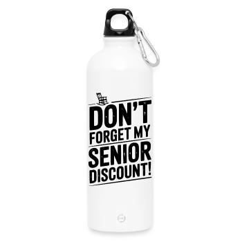 Don’t Forget My Senior Discount - Water Bottle with carabiner 750 ml - white - Front