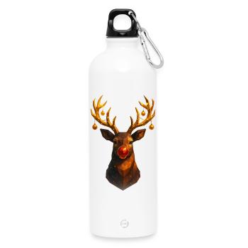 Weihnachten Rentier Low Poly - Trinkflasche mit Karabiner 750 ml - Weiß - Vorne