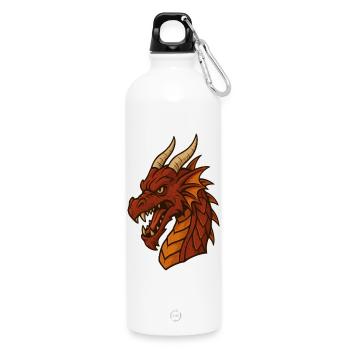 Feuriger Drachenkopf Cartoon - Trinkflasche mit Karabiner 750 ml - Weiß - Vorne