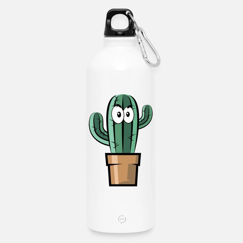 Comic Cactus Symbol Gift Idea Comic Fun Cactus - Water Bottle with carabiner 750 ml - white