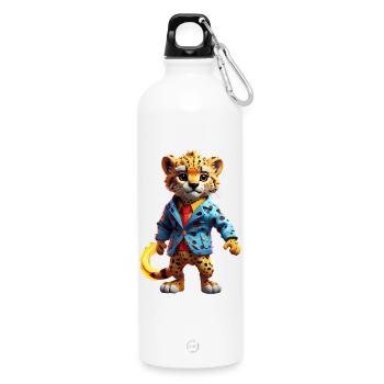 Cheetah Stylish Metropolitan Gift Children - Water Bottle with carabiner 750 ml - white - Front