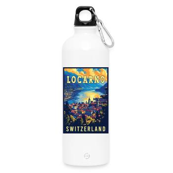 Explore Tranquility in Locarno - Switzerland - Water Bottle with carabiner 750 ml - white - Front