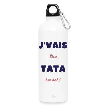 Je vais être tata bordel - Gourde en inox avec mousqueton 750 ml - blanc - Devant