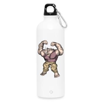 An anthropomorphic rhinoceros - Water Bottle with carabiner 750 ml - white - Front