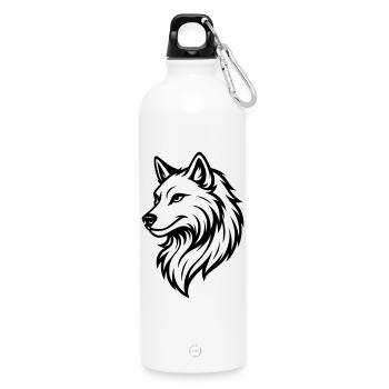 Silhouette de loup - Gourde en inox avec mousqueton 750 ml - blanc - Devant