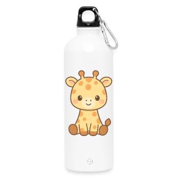 Charming giraffe design for children's clothing - Water Bottle with carabiner 750 ml - white - Front