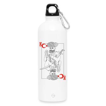 Türkiye Minmalistischer Schwertkönig Tarot - Trinkflasche mit Karabiner 750 ml - Weiß - Vorne