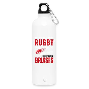 Rugby Player Bumps and Bruises - Water Bottle with carabiner 750 ml - white - Front