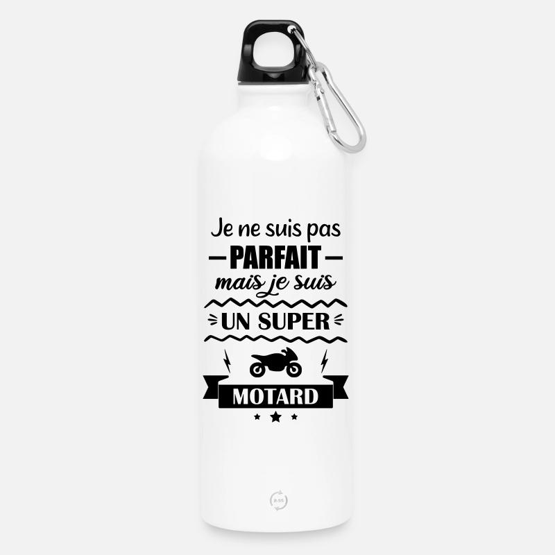 Nicht perfekt, aber toller Biker - Trinkflasche mit Karabiner 750 ml - Weiß