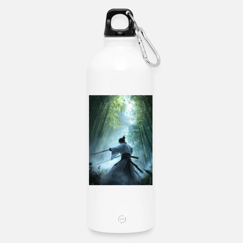 Samurai im Wald - Trinkflasche mit Karabiner 750 ml - Weiß