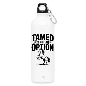 Tamed Is Not an Option - Water Bottle with carabiner 750 ml - white - Front