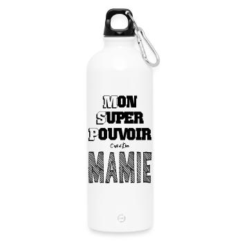 Mon Super Pouvoir Etre Mamie Grand Mère - Gourde en inox avec mousqueton 750 ml - blanc - Devant