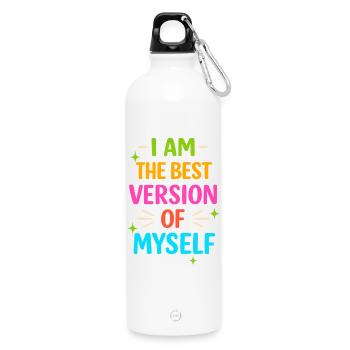 Self-Confidence Empowerment Graphic Tee - Water Bottle with carabiner 750 ml - white - Front